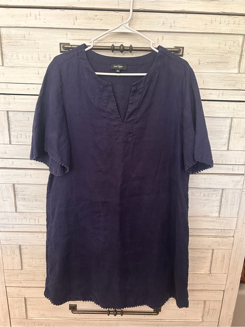Lord & Taylor Indigo Split-Neck Tunic